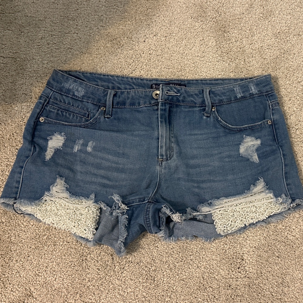 Distressed Blue Denim Shorts